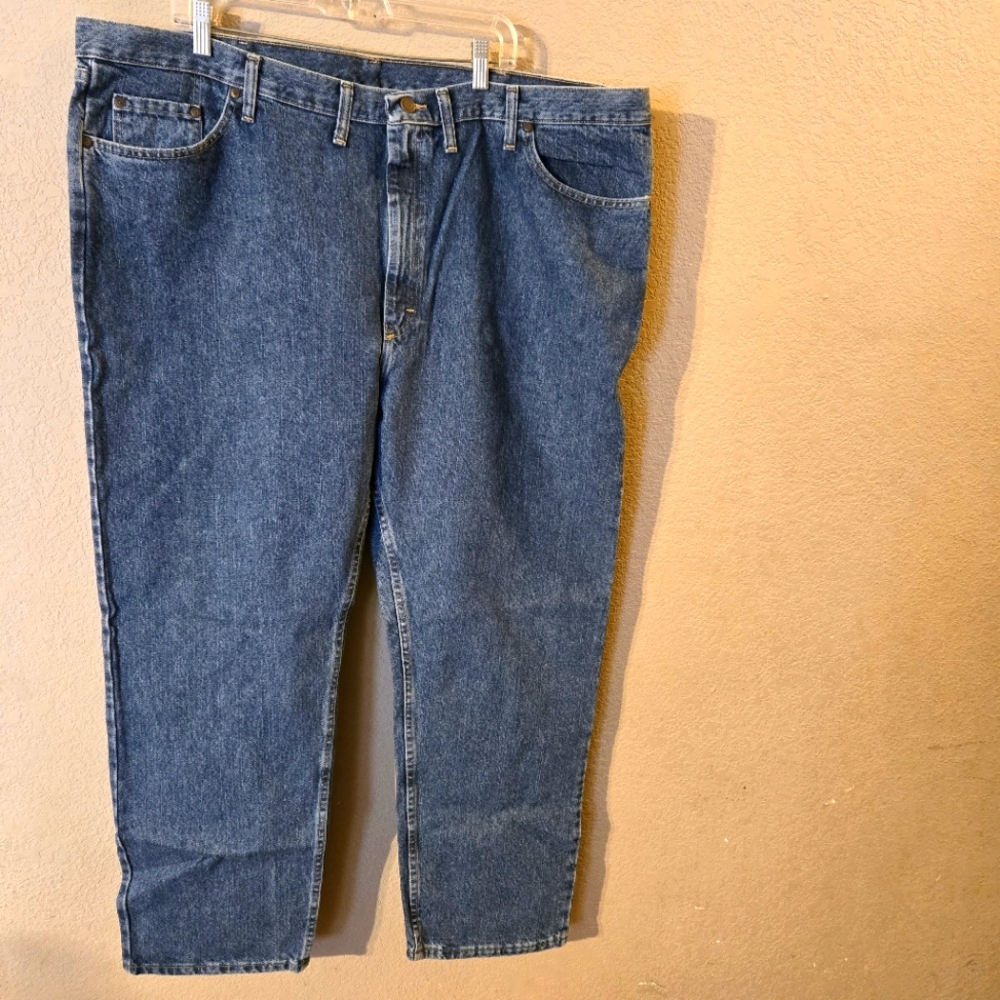Wrangler New Mens Five Star Premium Denim Regular Fit Blue Jeans 48 x 30